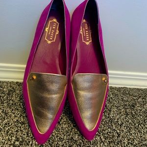 Ted Baker Beautiful Fuchsia and Gold Flats - Size 40